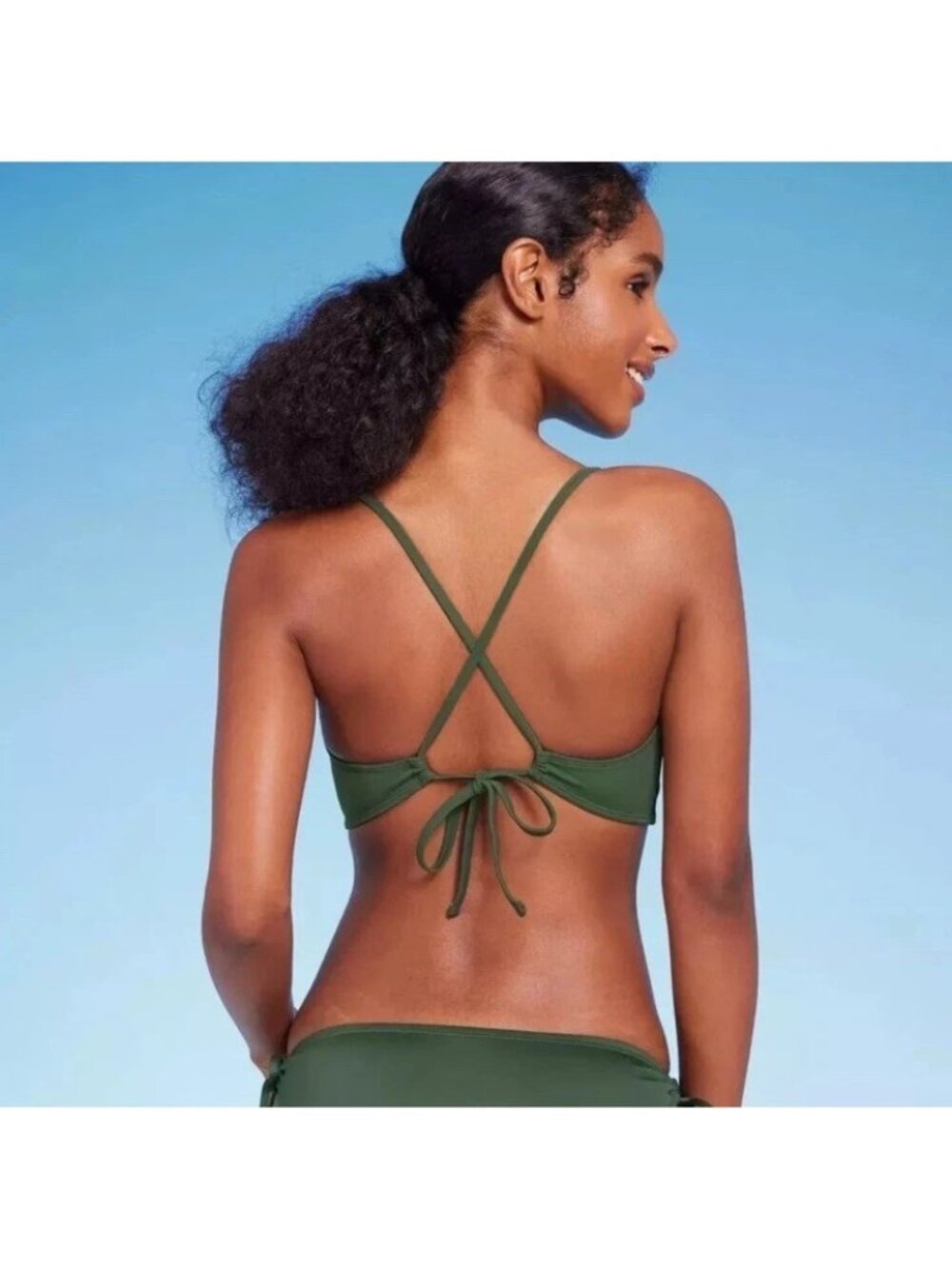 Shade & Shore 38D Longline Underwire Bikini Top, Dark Green NEW - Picture 2 of 8